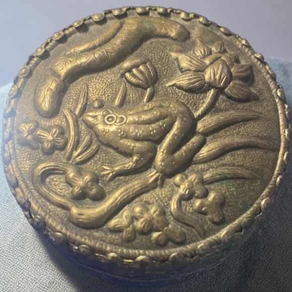 Other - Vintage Lidded Box, featuring a detailed embossed design on its lid